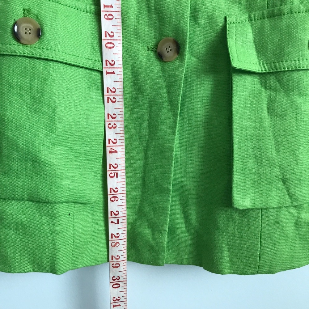 ZARA 100% LINEN SAFARI BLAZER JACKET LIME GREEN BUTTON WOMEMS SMALL - Picture 8 of 10